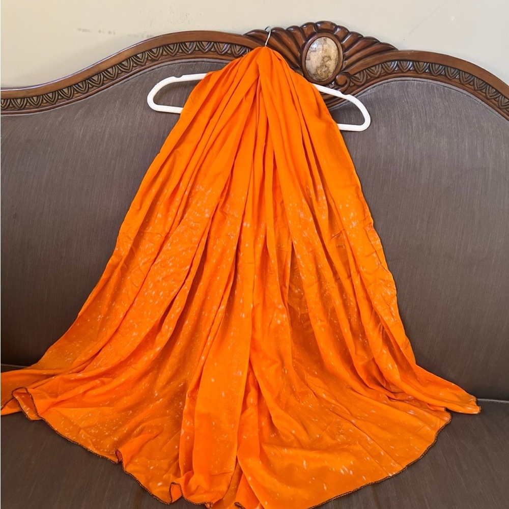 Very nice flowy comfortable orange shawl/ scarf/ wrap/ cover up